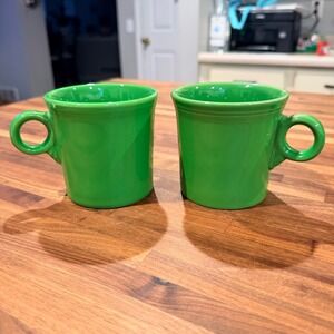 Fiesta Shamrock Green Ring Handle Coffee‎ Mugs Set of 2 Homer Laughlin USA